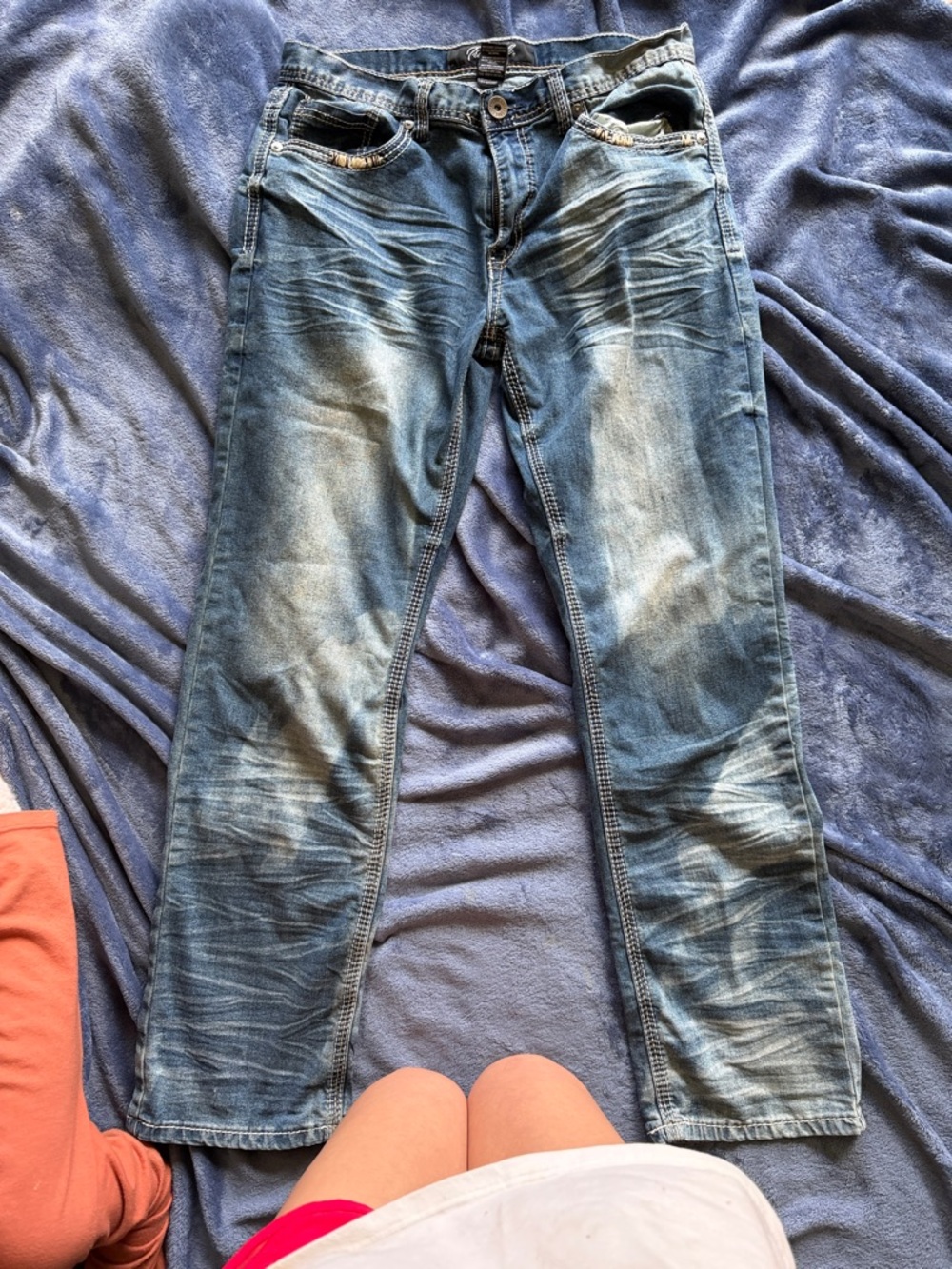 Men's Blue Washed Denim Jeans